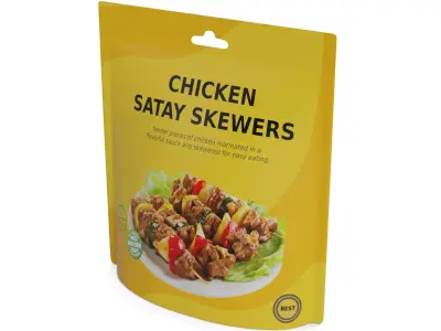 Snacks Chicken Satay Skewers Low-poly 3D model