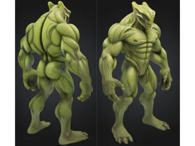 Stylized Reptilian Alien Creature Sci Fi Low-poly 3D model