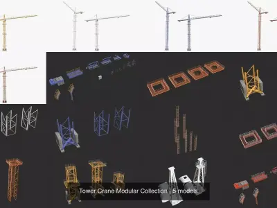 Tower Crane Modular Collection 3D Model Pack