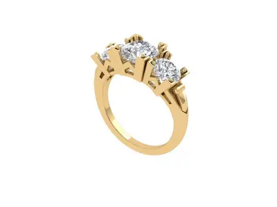 3-Stone-Ring 3D print model 9