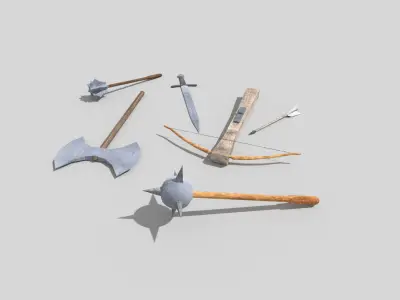 low poly medieval weapons pack 1 Low-poly 3D model