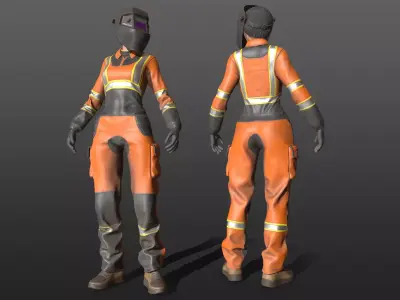 Welder Worker Suit Female Low-poly 3D model