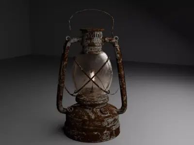 Old Rusty Kerosene Lantern Low Poly 3D  Game Ready  VR   AR Low-poly 3D model