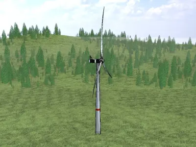 Wind turbine V1 H-120 RD 160 m Low-poly 3D model