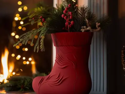 Christmas Stocking Vase for Holiday Decor Free 3D print model