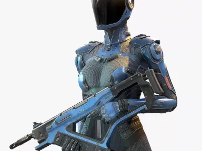 Female Cyborg Low Poly Low-poly 3D model