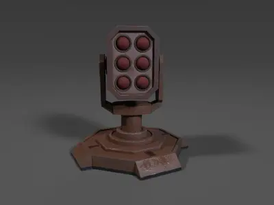 Simple tower-defense missile turret Low-poly 3D model