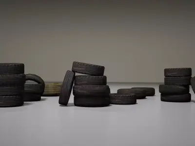 Tire Pack Low-poly 3D model
