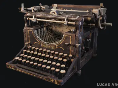 Underwood Typewriter Low-poly 3D model