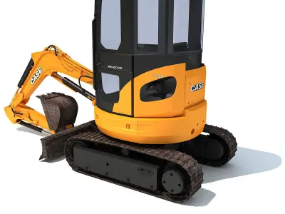 Yellow Mini Excavator Case 3D model