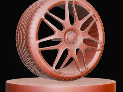 Realistic Car Wheel 3D Model - 4K Textures Realistic Render Low-poly 3D model