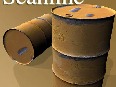 Pallet and Metal Drums High Resolution Textures 3D model