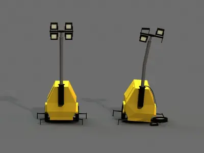 Post Apocalyptic Light Generator Low-poly 3D model