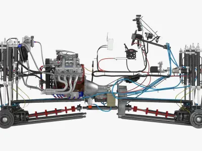 Monster Truck Bigfoot Engine and Chasis 3D model