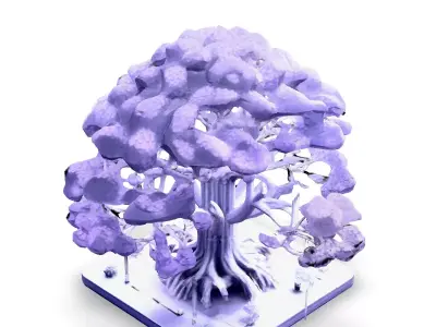 SciFi Futuristic Cyber Tree Low-poly 3D model