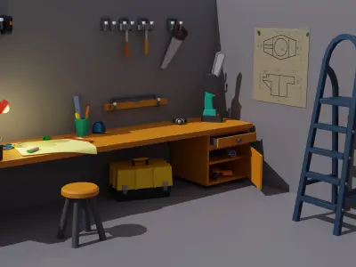 Workshop Low-poly 3D model get