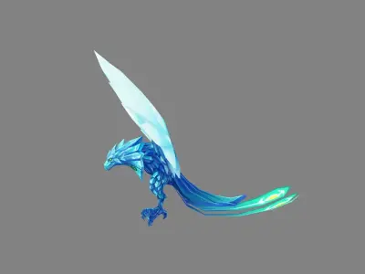 Cartoon ice bird monster Low-poly 3D model