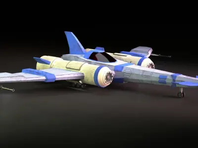 Fighter spaceship Low-poly 3D model