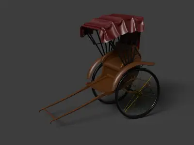 Chinese rickshaw  Low-poly 3D model