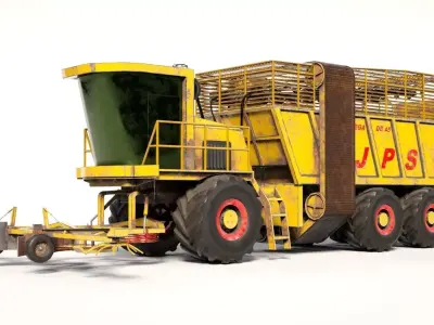  3D JPS Small loading wagon with harvester included Low-poly 3D model
