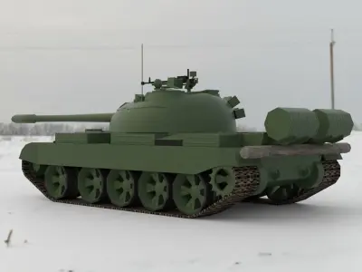 T-55A Soviet Tank Low-poly 3D model