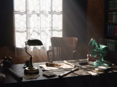 Old Office 3d Scene Low-poly 3D model