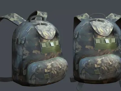 Backpack Camping Generic military human bag storqge baggage Low-poly 3D model 5