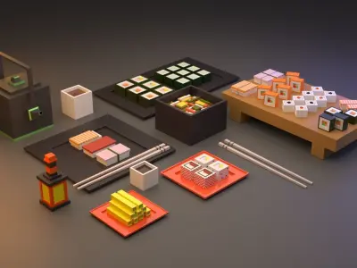 Sushi Set Free low-poly 3D model