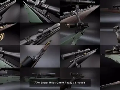 AAA Sniper Rifles Game Ready 3D Model Pack