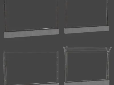 Barbed Wire Fence Low-poly 3D model