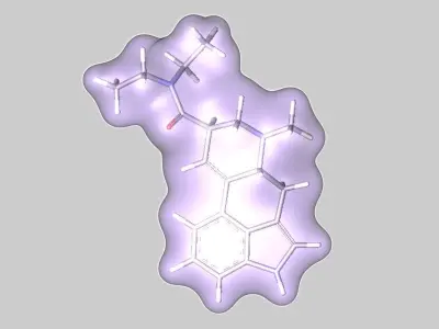 LSD Lysergic acid diethylamide molecule 3D model