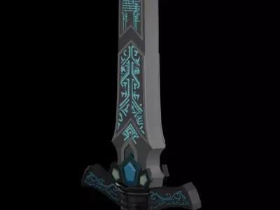 Fantasy Rune Enchanted Sword Game Ready 3D Model PBR Low-poly 3D model