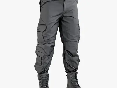 Black Pants With Boots 1 3D model