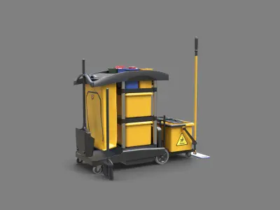 Cleaning Cart Low-poly 3D model buy