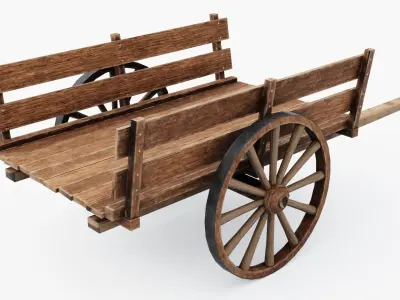 Medieval Cart Low-poly 3D model