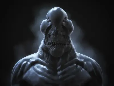 Alien Creature Bust Highpoly 3D model