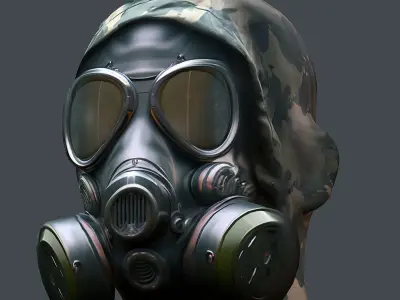 Gas mask helmet 3d model military combat Low-poly Low-poly 3D model 13