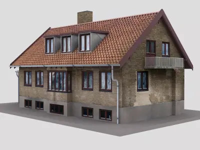 Realistic European City Block Building 28 Low-poly 3D model