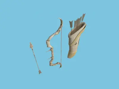 Archer Bow 02 Dragon Tooth - Quiver Fantasy Weaponry Low-poly 3D model