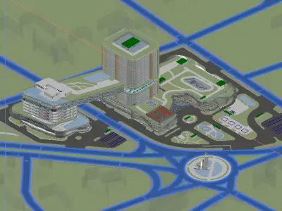 Office building combined with commercial center and hotel 3D model
