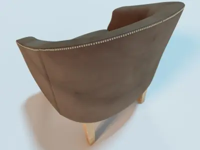 Antique Leather Tub Chair 3D model