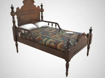 Antique bed Low-poly 3D model