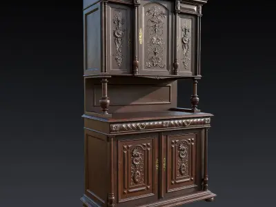Victorian Antique Cabinet Low-poly 3D model