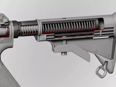 AR15 M4A1 Modular Buffer Tube Customizable Low-poly 3D model