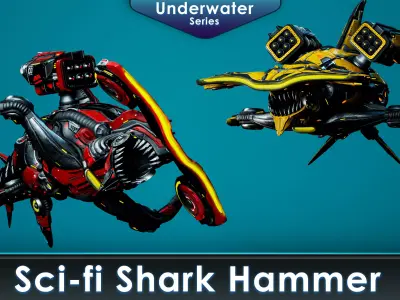 Sci-Fi Shark HammerHead Low-poly 3D model