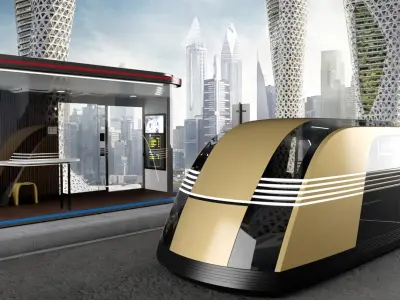 Tesla Robovan at Smart Bus Stop  purchase 3D model
