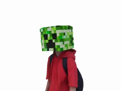 Wearable Minecraft Creeper Helmet 3D model
