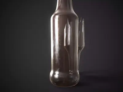Broken bottle melee Low-poly 3D model