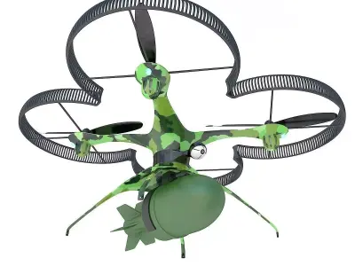 Military drone quadcopter with bomb 3D model