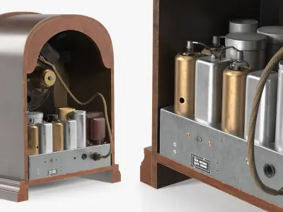 Atwater Kent 206-X Vintage Radio Receiver Brown 3D model